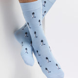 Armor-lux x Maison Broussaud headlights - men's socks - sky blue cotton