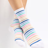 Armor-lux x Maison Broussaud multi-striped women's socks - white cotton