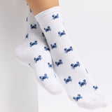 Les crabes Armor-lux x Maison Broussaud - chaussettes femme - coton blanc bleu