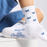 Les crabes Armor-lux x Maison Broussaud - chaussettes femme - coton blanc bleu