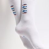 Les poissons Armor-lux x Maison Broussaud - chaussettes femme - coton blanc