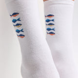 Les poissons Armor-lux x Maison Broussaud - chaussettes femme - coton blanc