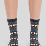 Les Losanges - chaussettes femme - coton marine
