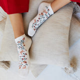 The invisible birds - women's socks - ecru cotton