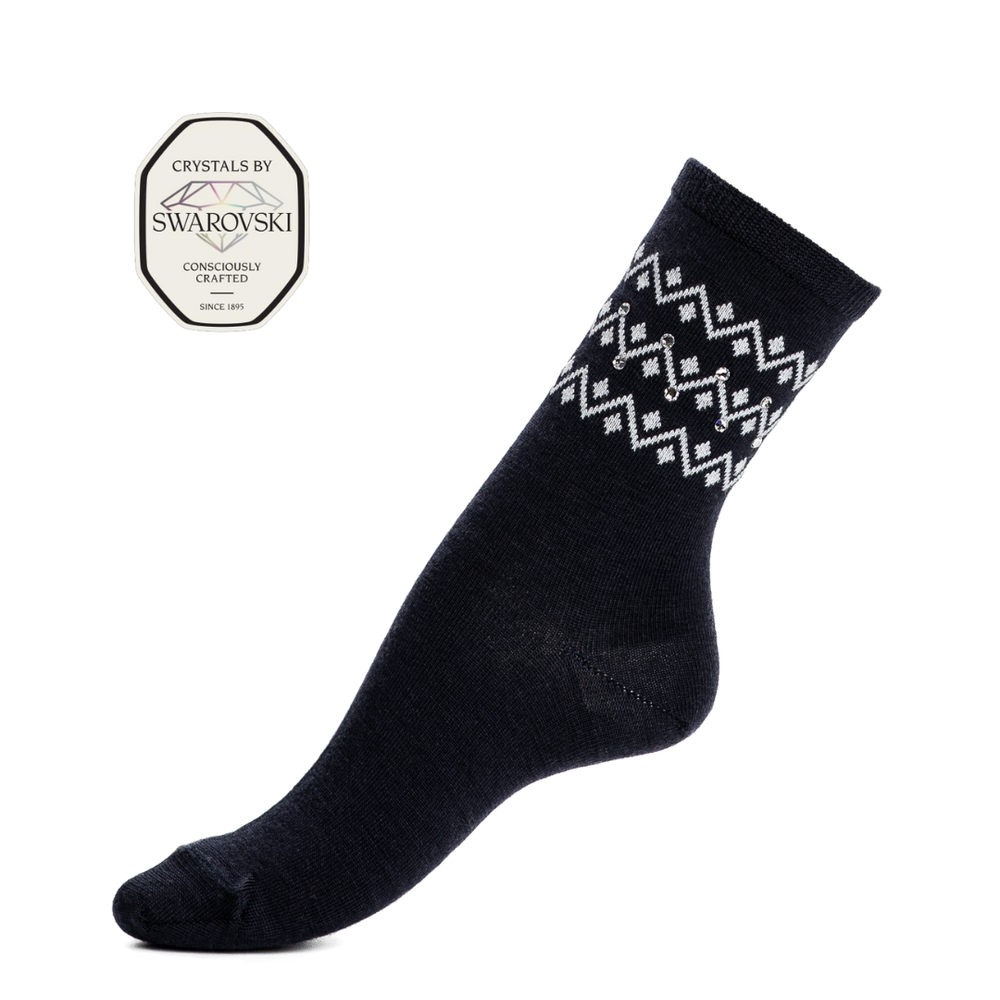 Les losanges - chaussettes femme - laine marine