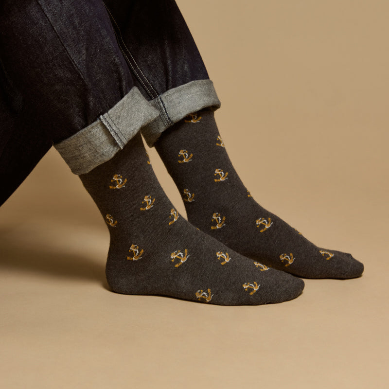 Armor-lux x Maison Broussaud anchors - men's socks - grey cotton