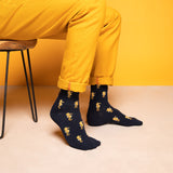 Les Hippocampes - chaussettes homme - coton marine