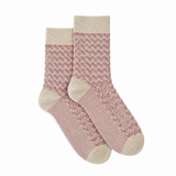Les Chevrons - chaussettes femme - coton rose