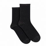 Les Chevrons - chaussettes femme - coton noir