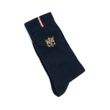 Coffret duo broderie Elysée x Maison Broussaud - chaussettes homme - coton bleu et rouge