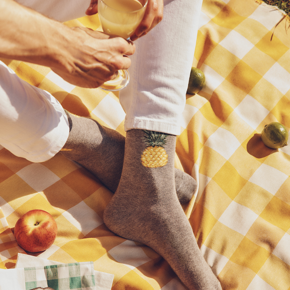 L'ananas - chaussettes homme - coton gris