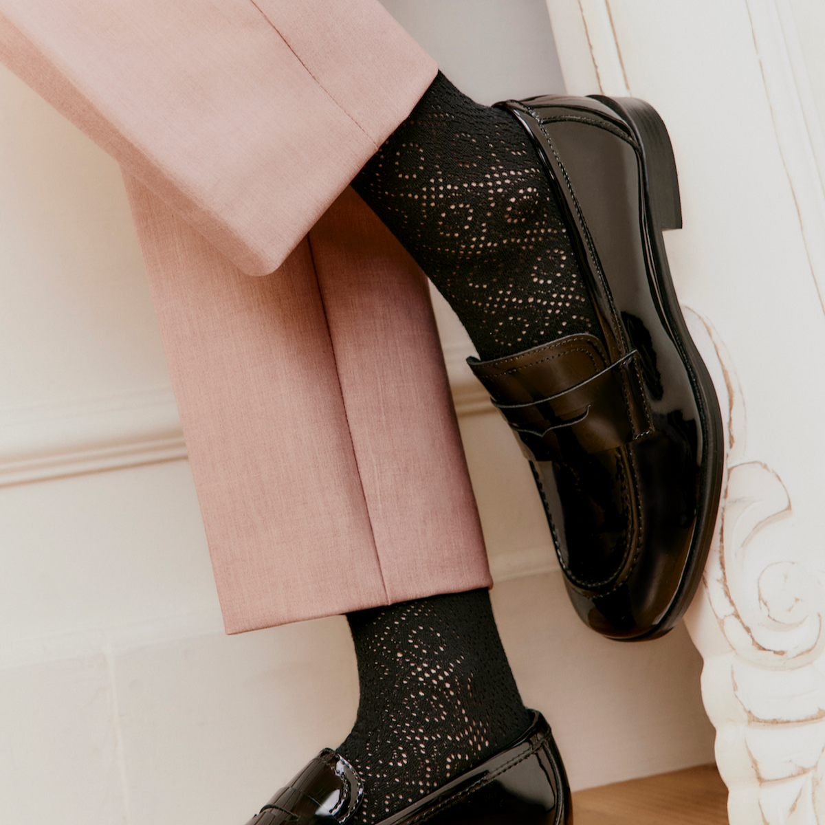 Lace - women's socks - black cotton