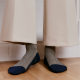 Les chevrons - chaussettes femme - coton marine