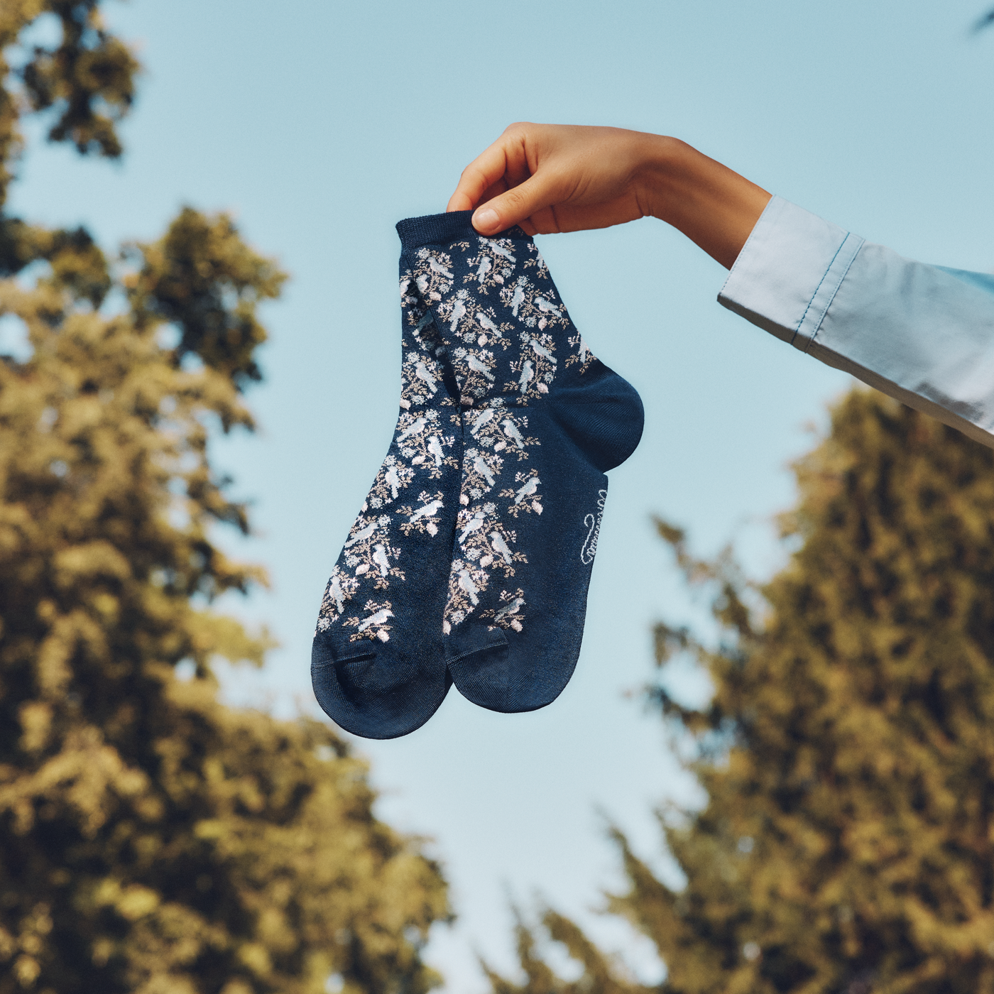 Les mésange - women's socks - navy cotton