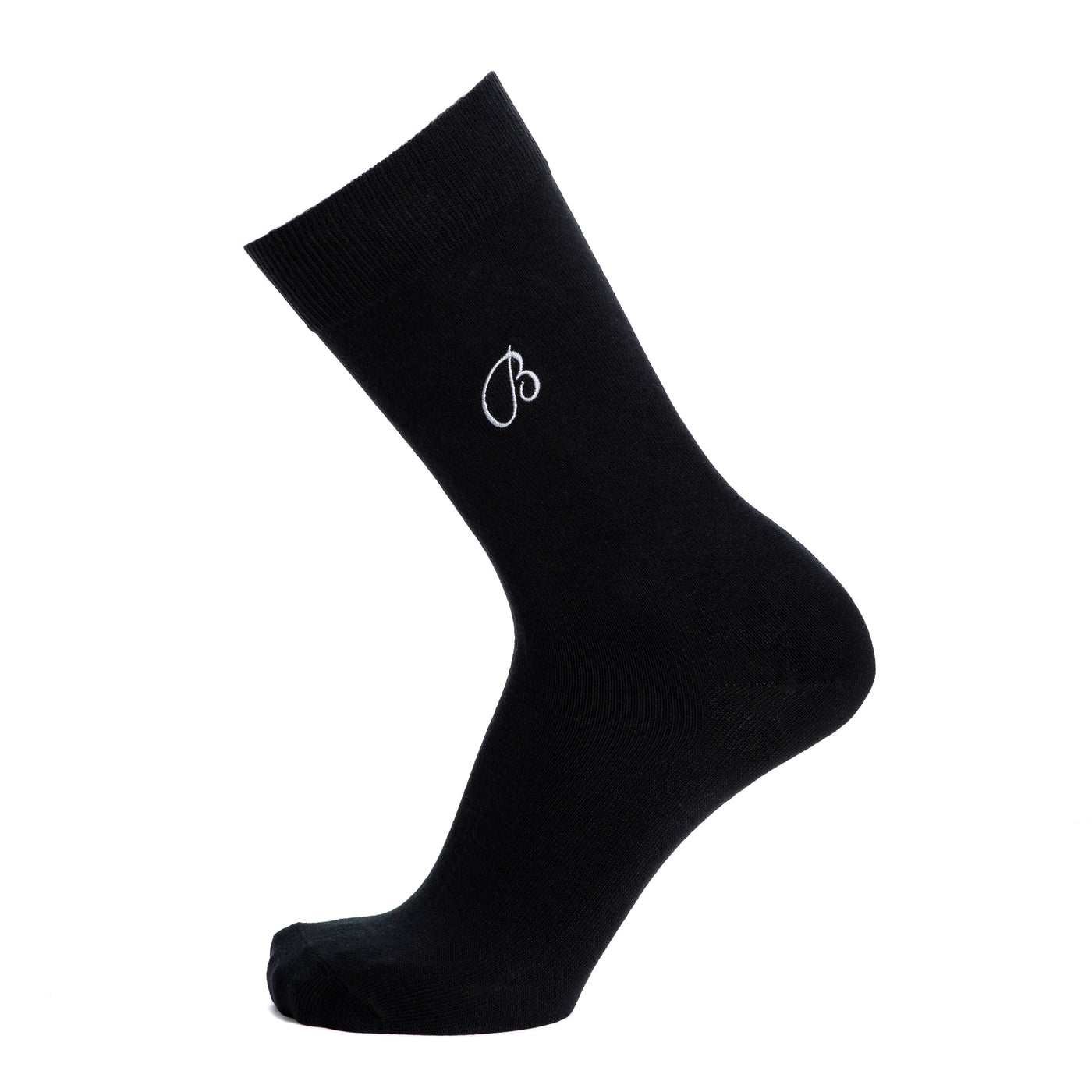 "B embroidery" - men's socks - black cotton