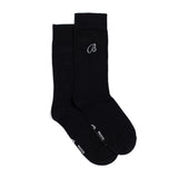 "B embroidery" - men's socks - black cotton