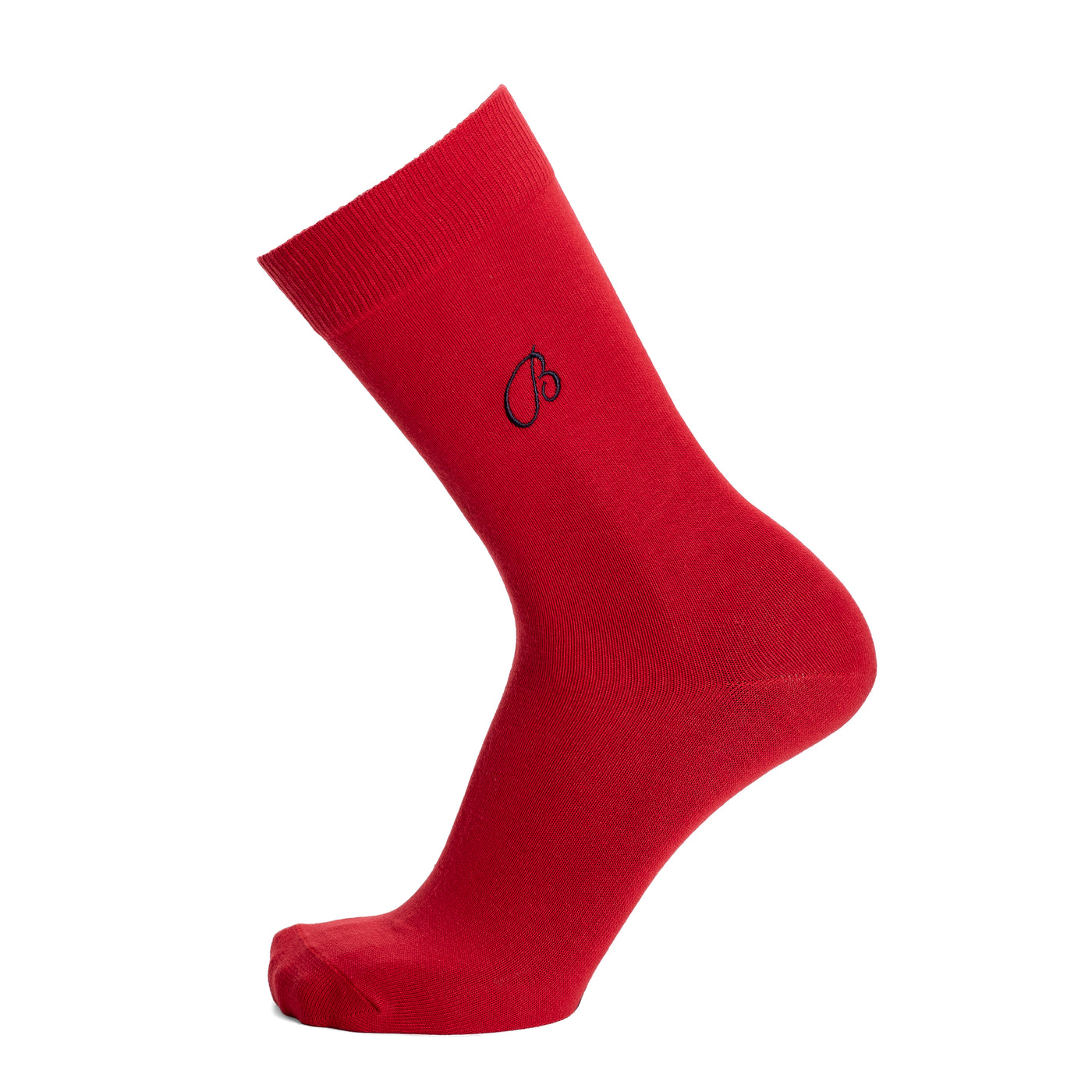 "B embroidery" - men's socks - red cotton