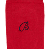 Unies broderie B - chaussettes homme - coton rouge