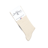 Fine ribbed - men's socks - ecru cotton