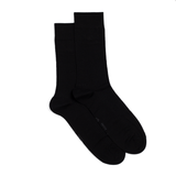 Les côtelées fines - chaussettes homme - coton noir