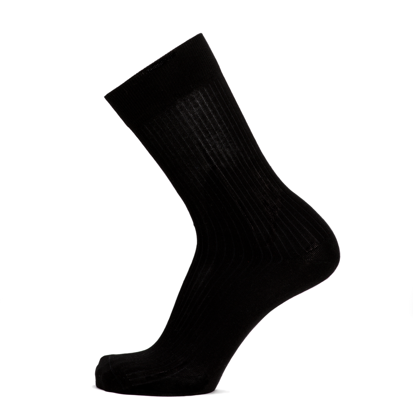 Fine ribbed - men's socks - black cotton