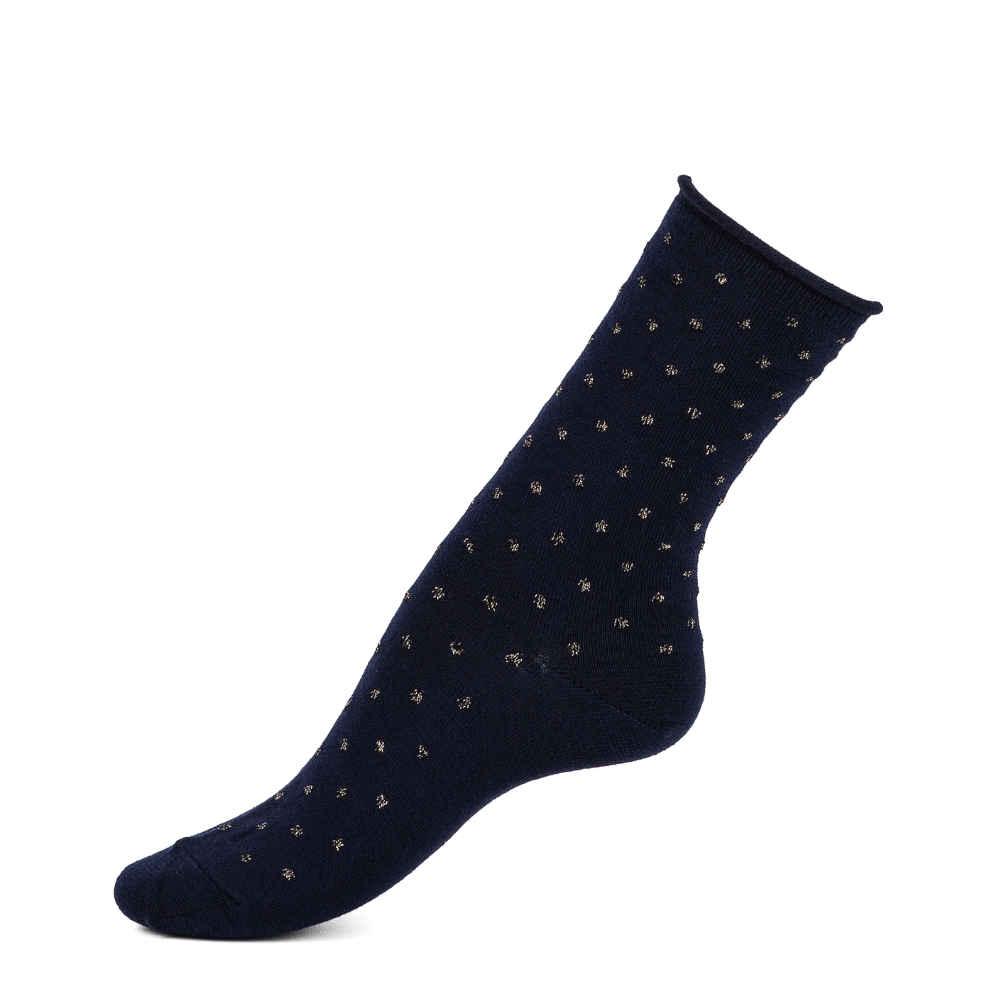 Les Pois bord rouloté - chaussettes femme - laine marine