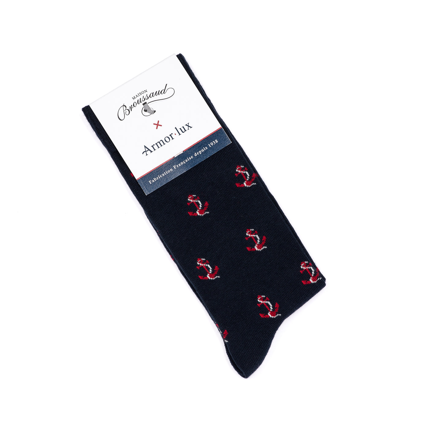 Armor-lux x Maison Broussaud Les ancres - men's socks - navy cotton