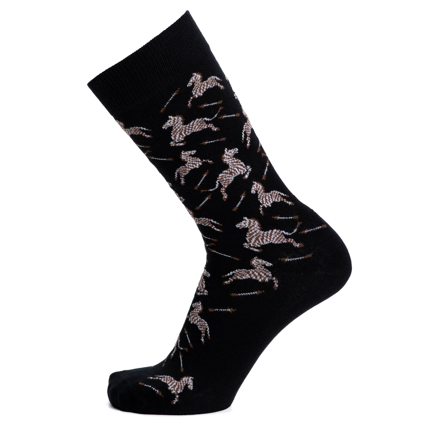 Zebras - men's socks - black cotton