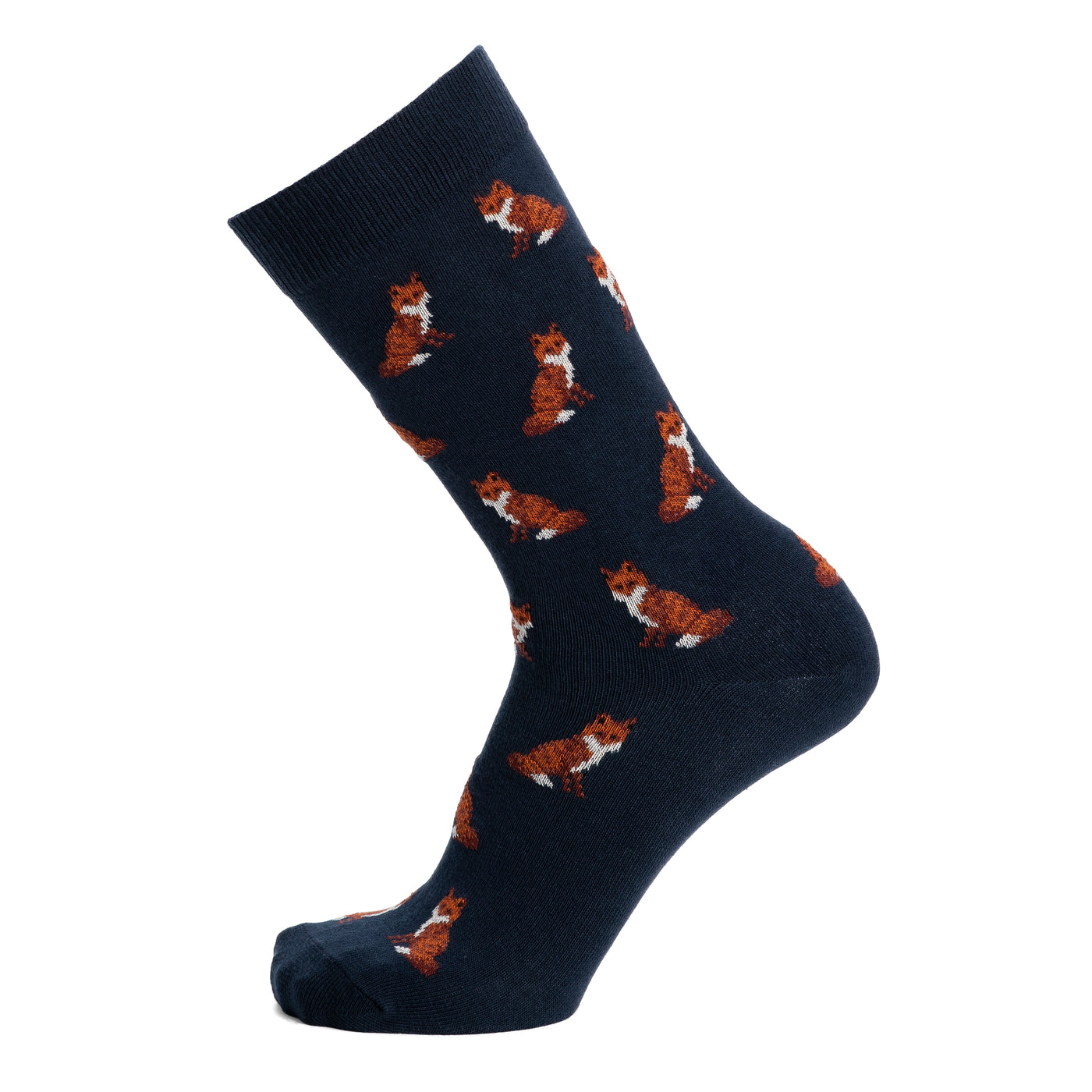 Foxes - men's socks - navy cotton