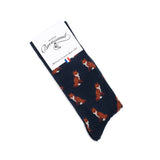 Foxes - men's socks - navy cotton