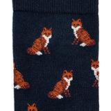 Foxes - men's socks - navy cotton