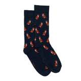 Foxes - men's socks - navy cotton