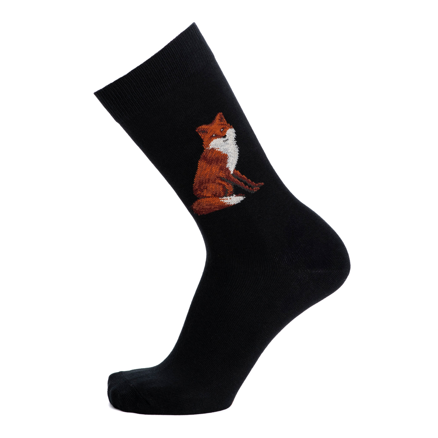 Fox - men's socks - black cotton