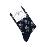 Les fleurs - chaussettes femme - coton marine