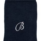 Les unies broderie B - chaussettes femme - coton marine