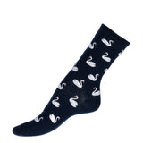 Les cygnes - chaussettes femme - coton marine