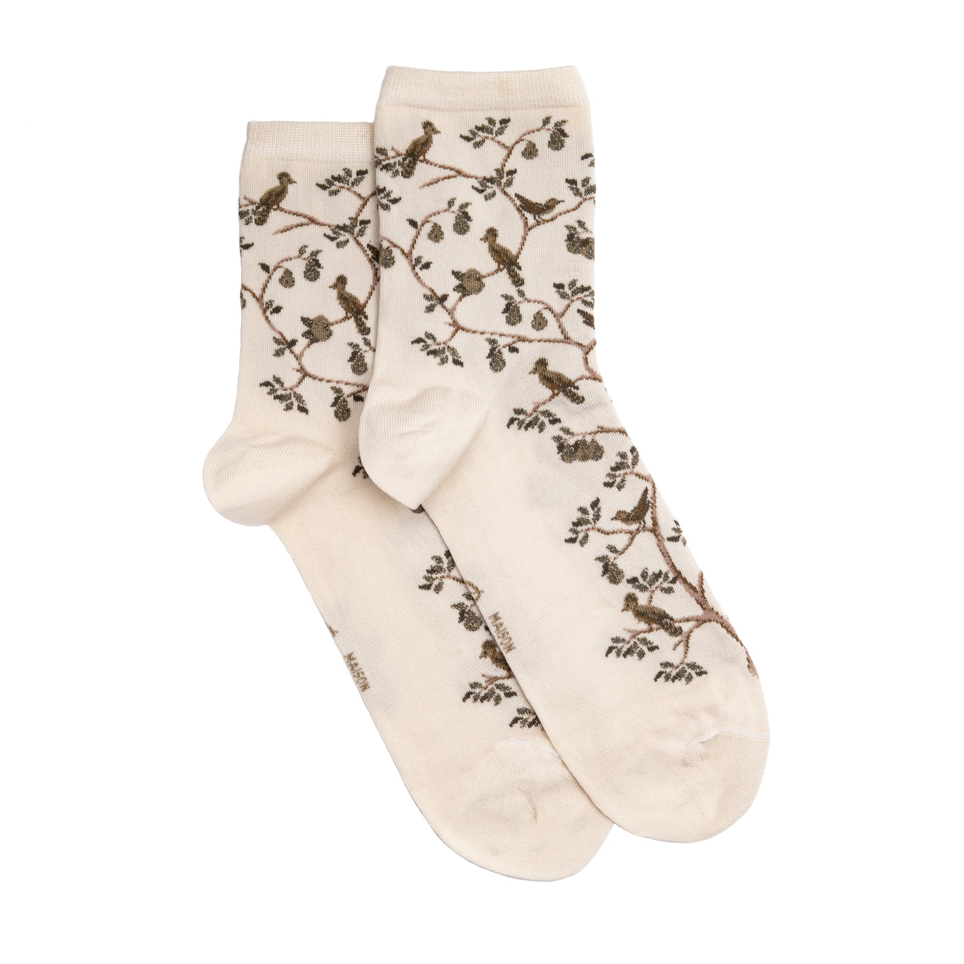 The Woodpeckers - Women's Socks - Ecru Cotton