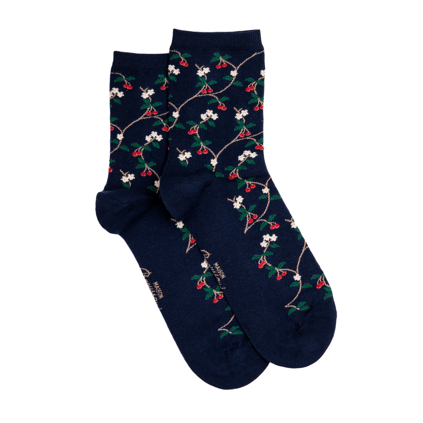 The cherries - women's socks - navy cotton