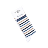 Armor-lux x Maison Broussaud multi-striped men's socks - white and blue cotton