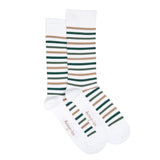 Armor-lux x Maison Broussaud multi-striped men's socks - white and green cotton