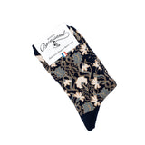 Les oeillets - chaussettes femme - coton marine et gris
