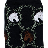 Les chevaux - chaussettes femme - coton noir