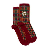 Les tartans - chaussettes femme - coton bordeaux