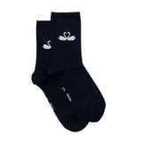 Les cygnes saint-Valentin - chaussettes femme - coton marine
