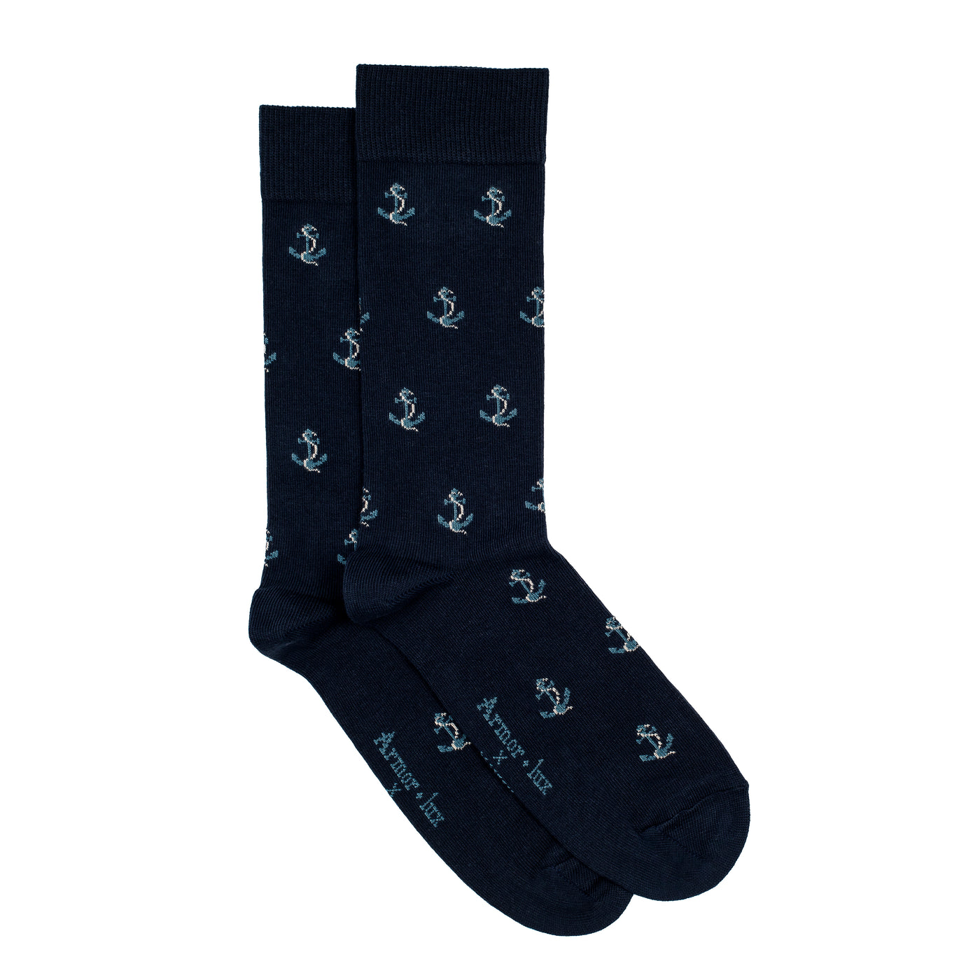 Les Ancres - chaussettes homme - coton marine-bleu
