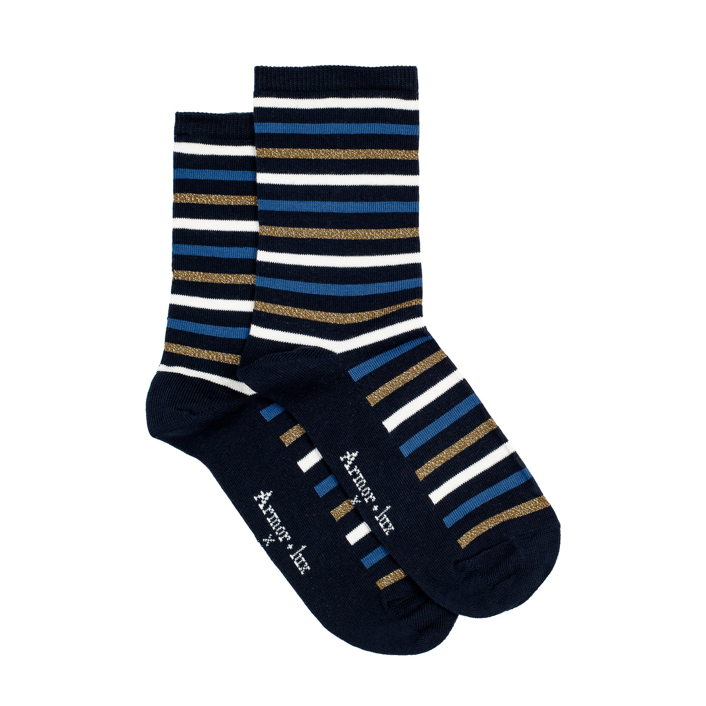 Multistripe - women's socks - navy cotton