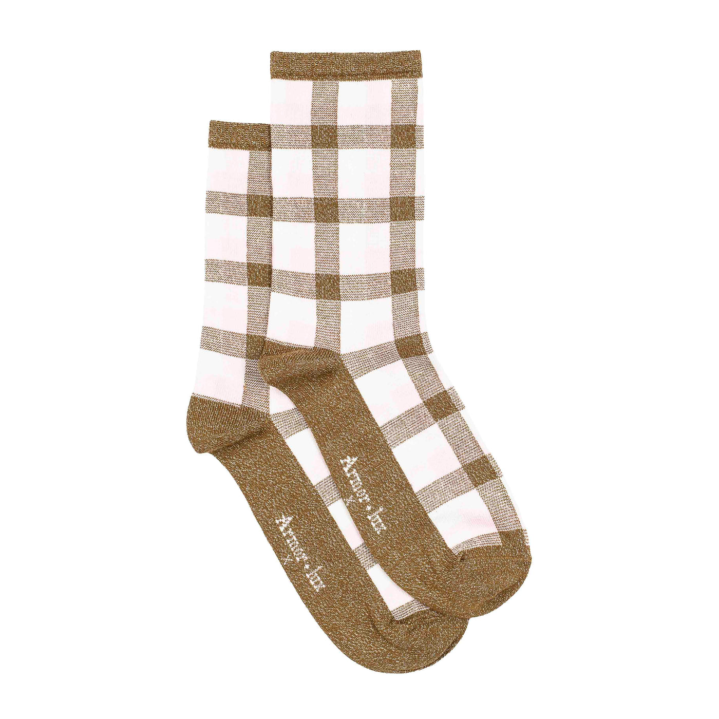 Tartan - women's socks - green-sparkle cotton