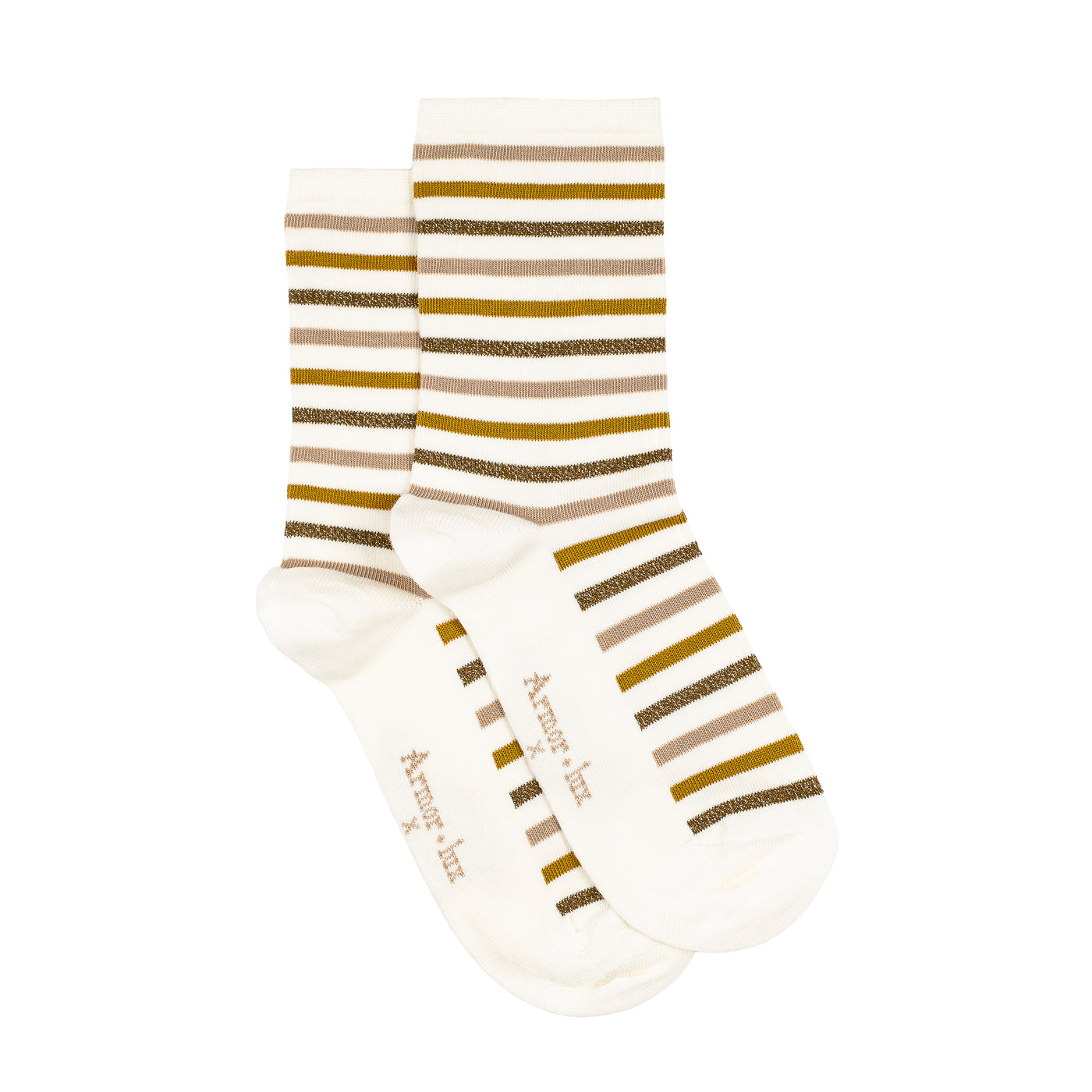 Stripes-multi - women's socks - ecru cotton