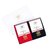 Coffret duo broderie Elysée x Maison Broussaud - chaussettes homme - coton bleu et rouge