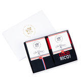Coffret Elysée x Maison Broussaud baguette cocorico - chaussettes homme - coton marine et rouge